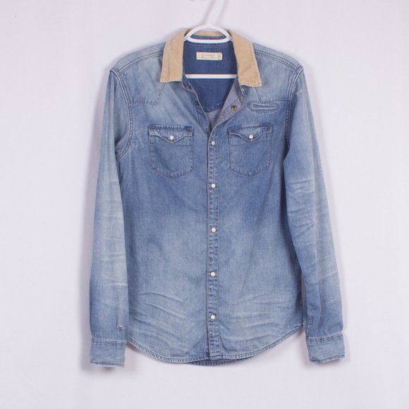 All Saints Other - ALL SAINTS Distressed Chambray Button Down Shirt Size S